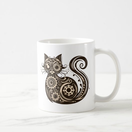 Steampunk Mechanische Kat Koffiemok (Rechts)