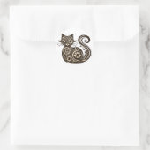 Steampunk Mechanische Kat Ronde Sticker (Tas)