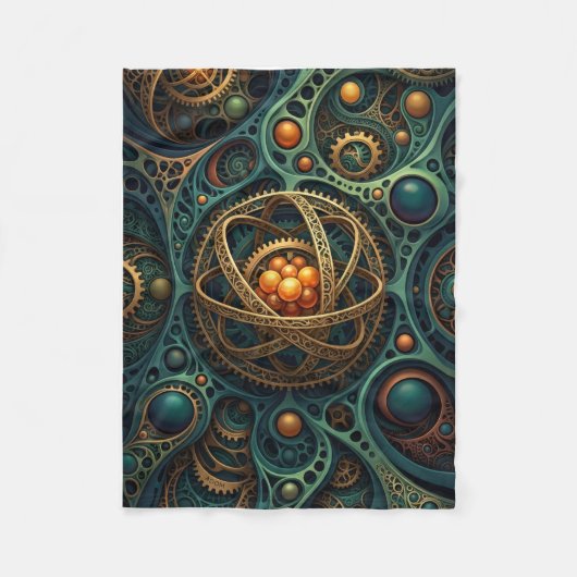 Steampunk Mechanische Orb Complex Gear Vortex Flee Fleece Deken (Voorkant)