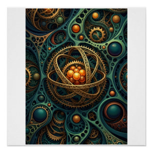 Steampunk Mechanische Orb Complex Gear Vortex Flee Perfect Poster