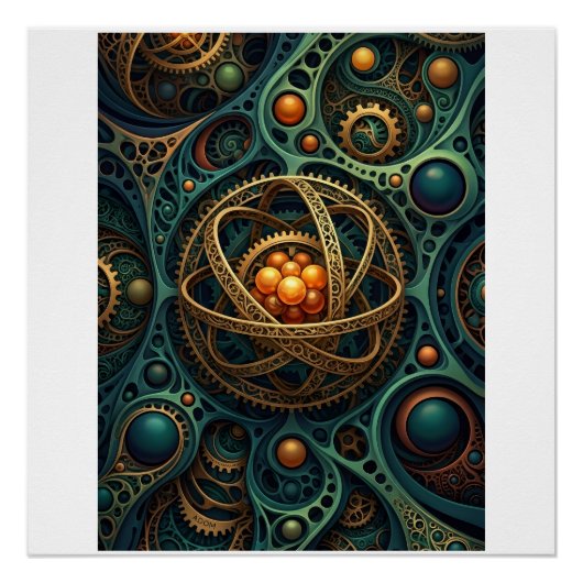 Steampunk Mechanische Orb Complex Gear Vortex Flee Perfect Poster (Voorkant)