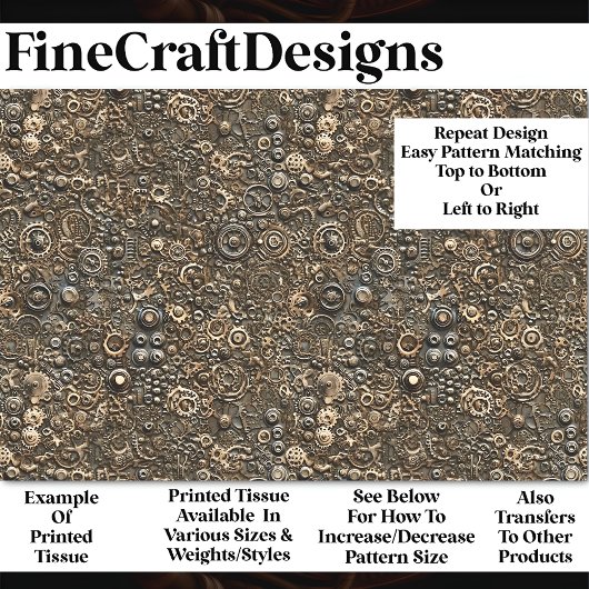 Steampunk Mechanische Patroon Rust BM9 Decoupage Tissuepapier
