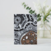 Steampunk Mechanische tandwielen Metaal Cogwiel Briefkaart (Staand voorkant)