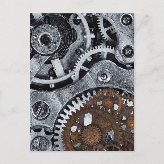 Steampunk Mechanische tandwielen Metaal Cogwiel Briefkaart (Voorkant)