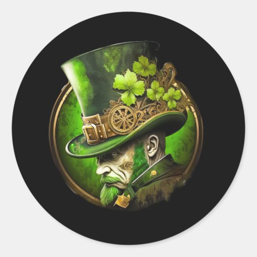 Steampunk Mechanische Top Hat St. Patrick's Day Ma Ronde Sticker (Voorkant)