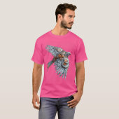 Steampunk Mechanische Vogel Illustratie Art Print T-shirt (Voorkant volledig)