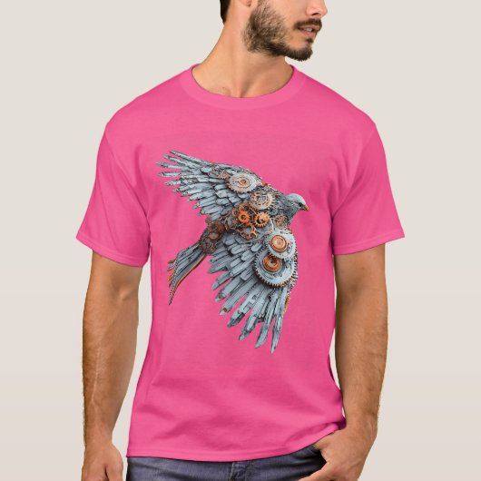 Steampunk Mechanische Vogel Illustratie Art Print T-shirt (Voorkant)