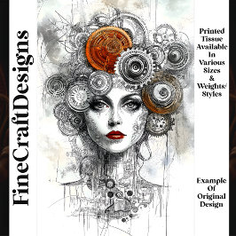 Steampunk Mechanische Vrouw Ephemera M9 Decoupage Tissuepapier