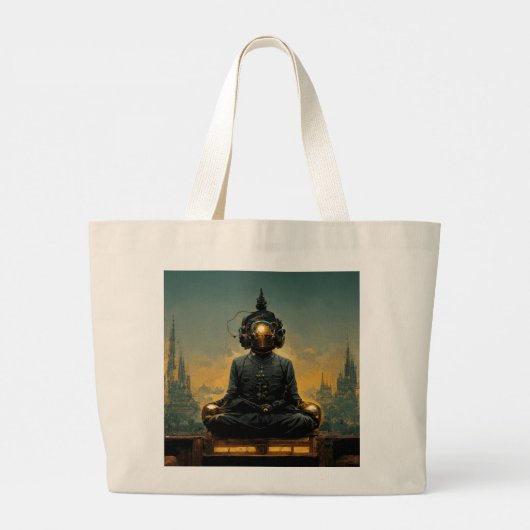 Steampunk Meditating Buddha Grote Tote Bag (Achterkant)