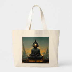 Steampunk Meditating Buddha Grote Tote Bag