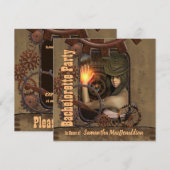 Steampunk meisje bachelorette party kaart (Voorkant / Achterkant)
