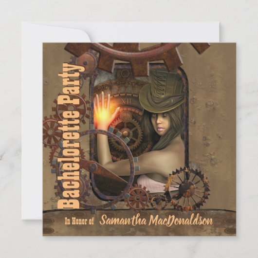 Steampunk meisje bachelorette party kaart (Voorkant)