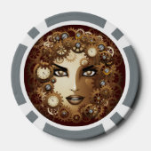 Steampunk Meisje Portret poker_chips Pokerchips (Achterkant)