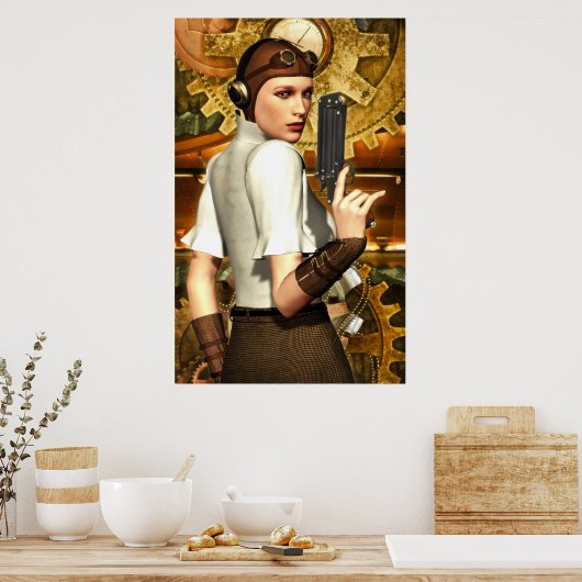 Steampunk meisje poster (Keuken)