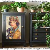 Steampunk Meisje & Teckel Hond DH6L Decoupage Tissuepapier