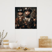 Steampunk Meisjes - Fietsclub 05 Poster (Keuken)