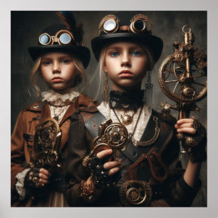 Steampunk Meisjes - Fietsclub 05 Poster