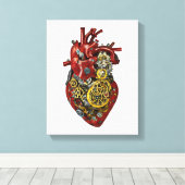 Steampunk Menselijke Hartanatomie Kunst Canvas Afdruk (Insitu (Houten vloer))