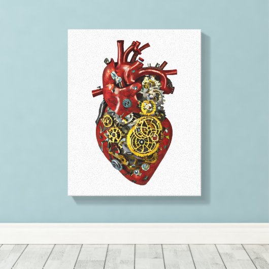 Steampunk Menselijke Hartanatomie Kunst Canvas Afdruk (Insitu (Houten vloer))