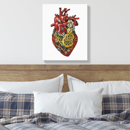 Steampunk Menselijke Hartanatomie Kunst Canvas Afdruk (Insitu (Slaapkamer))