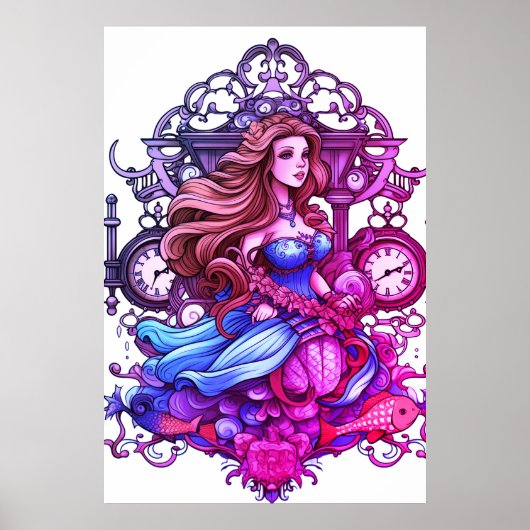Steampunk Mermaid For Girls or Boys on a Wall Poster (Voorkant)