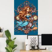 Steampunk Mermaid For Girls or Boys on a Wall Poster (Thuiskantoor)