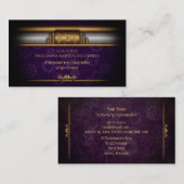 Steampunk, messing en koninklijk paars vistuig, mo visitekaartje (Voorkant / Achterkant)