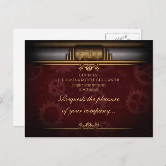 Steampunk, messing en marineschip briefkaart (Voorkant / Achterkant)