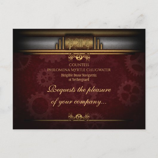 Steampunk, messing en marineschip briefkaart (Voorkant)