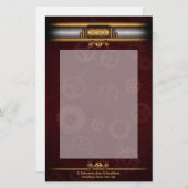 Steampunk, messing en marroon briefpapier (Voorkant / Achterkant)