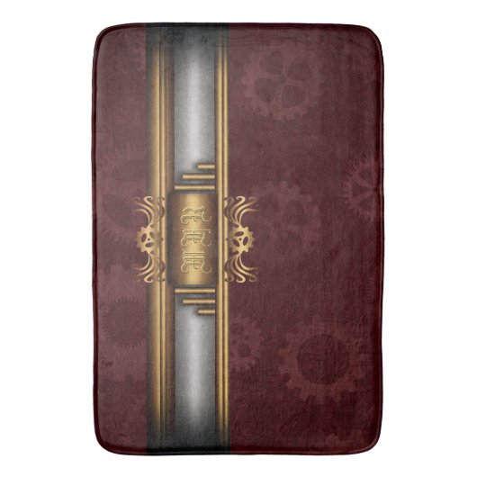 Steampunk, messing op kroontandwielen Monogram Badmat (Voorkant Verticaal)
