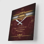 Steampunk, messing op kroontandwielen, monogram vierkante klok (Hoek)