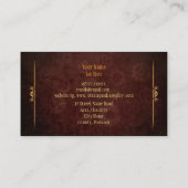 Steampunk, messing op kroontandwielen, monogram visitekaartje (Achterkant)