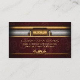 Steampunk, messing op kroontandwielen, monogram visitekaartje