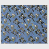 Steampunk met de Petten van de Dames op Blauw Deni Cadeaupapier (Vlak)