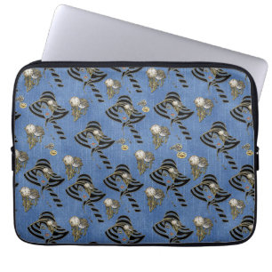 Steampunk met de Petten van de Dames op Blauw Deni Laptop Sleeve