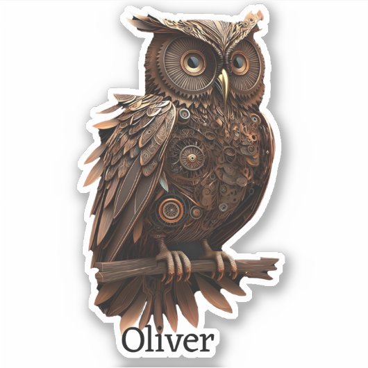 Steampunk met Jouw naam Sticker (Voorkant)