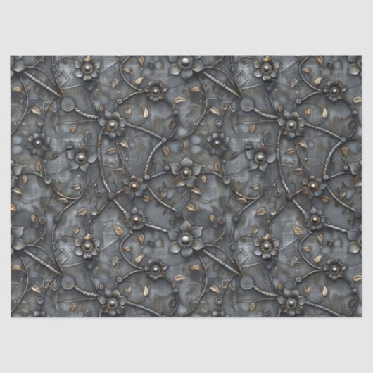 Steampunk metaal bloempatroon voor decoupage tissuepapier (Voorkant)