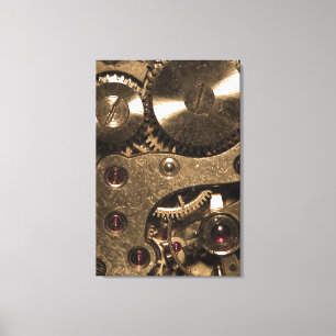Steampunk Metaal Clock Gears Canvas Afdruk