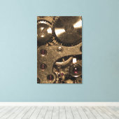 Steampunk Metaal Clock Gears Canvas Afdruk (Insitu (Houten vloer))