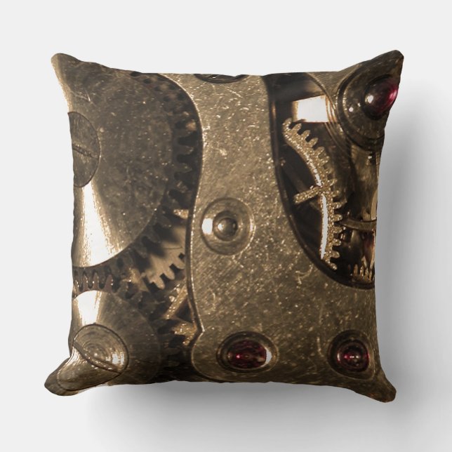 Steampunk Metaal Clock Gears Kussen (Voorkant)