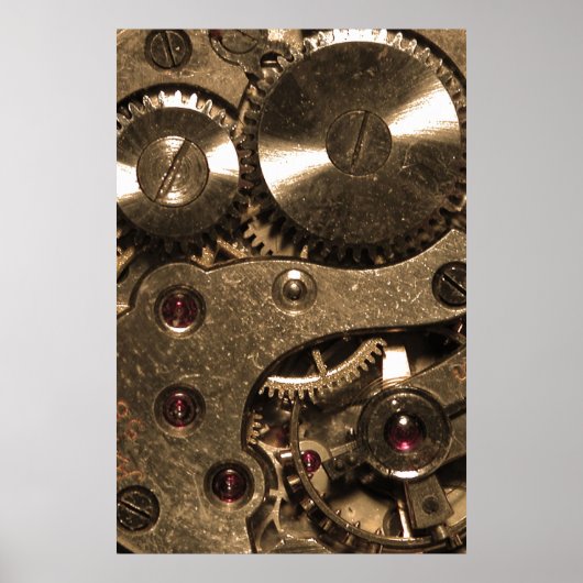 Steampunk Metaal Clock Gears Poster (Voorkant)