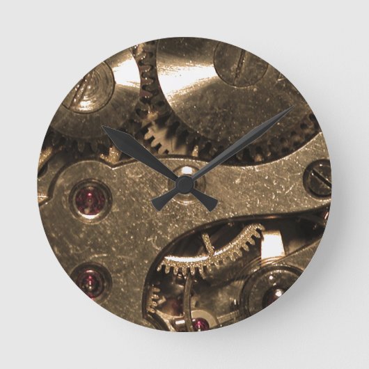 Steampunk Metaal Clock Gears Ronde Klok (Voorkant)