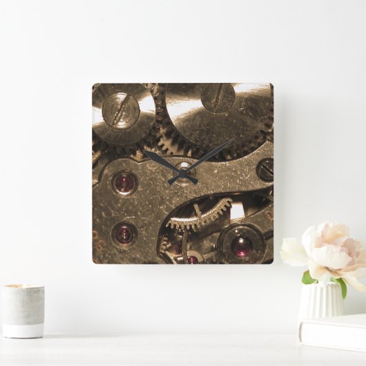 Steampunk Metaal Clock Gears Vierkante Klok (Huis)