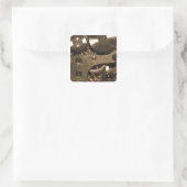 Steampunk Metaal Clock Gears Vierkante Sticker (Tas)