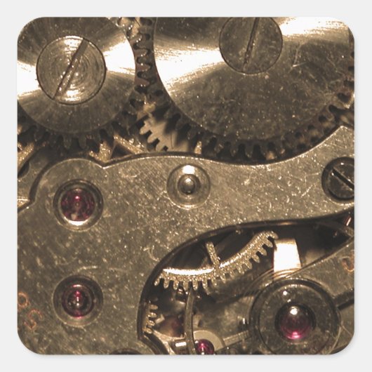 Steampunk Metaal Clock Gears Vierkante Sticker (Voorkant)