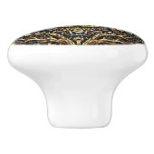 Steampunk Metal and Diamond Gold Owl Keramische Knop (Zijkant)