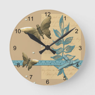 Steampunk Metal Butterfly Ronde Klok