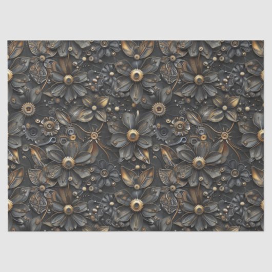 Steampunk Metal Flower Vine Pattern voor Decoupage Tissuepapier (Voorkant)