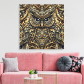Steampunk Metal Gears en Uil Canvas Afdruk (Insitu (Woonkamer))